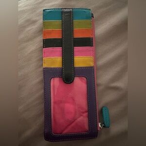 Multi-Color Card Leather Card and Change Purse